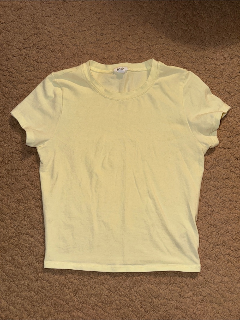 Garage Pale Yellow Bodycon Crewneck Short Sleeve Tee
